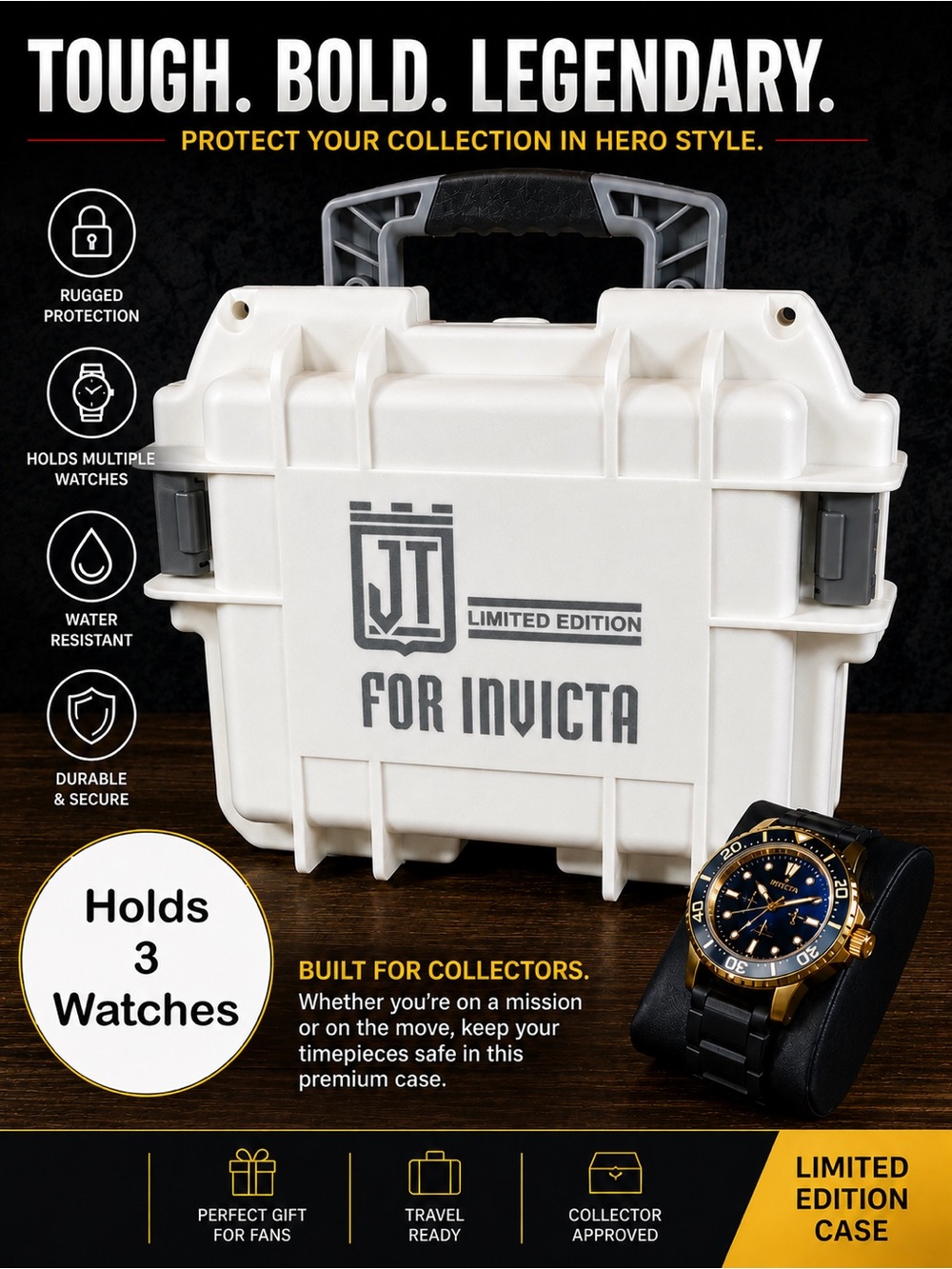 Limited Edition Invicta White Protective Carry Case with Gray Handle
